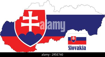 Karte und Flagge der Slowakei Stock Vektor