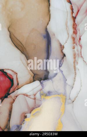 Girly Alcohol Tinte. Rosafarbenes, Leuchtendes Canvas. Orangefarbenes Modepapier. Trendige Landschaft. Pastellpsychedelisches Muster. Rose Millenial Hintergrund. Lebendige Koralle Stockfoto