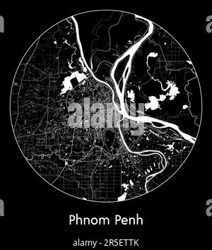 Stadtplan Phnom Penh Kambodscha Asien Vektordarstellung Stock Vektor