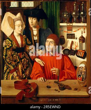 Ein Goldschmied in seinem Laden. Petrus Christus. 1449 Stockfoto