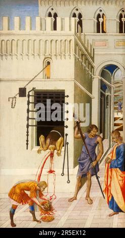 Die Enthauptung des Heiligen Johannes des Täufers. Giovanni di Paolo. 1455/60. Stockfoto