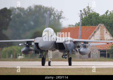 Die F-15E Strike Eagles startet von RAF Lakenheath in Suffolk, England Stockfoto