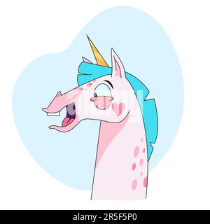 Fröhlicher Einhorn-Zeichentricksticker Stock Vektor