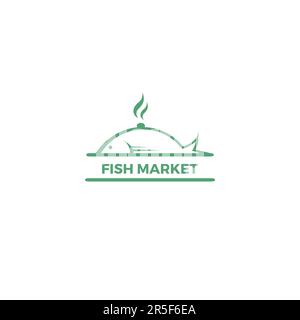 Logo Für Den Fischmarkt. Logodesign Für Fisch-Food Stock Vektor