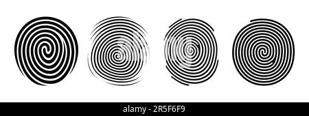 Satz von Vektor-Fingerprint-Symbolen, isoliert auf weißem Hintergrund. Stock Vektor