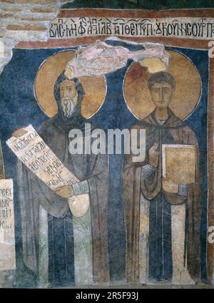 Rotonda von St. Georg, die älteste Kirche aus dem IV. Jahrhundert in Sofia, Bulgarien. Fresken aus dem 12., 13. Und 14. Jahrhundert. Stockfoto