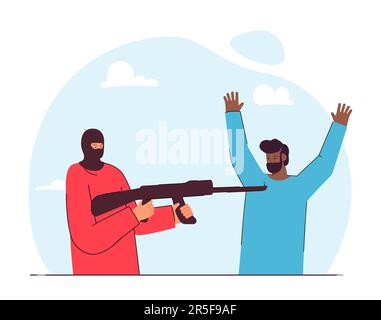Krimineller bedrohlicher Mann mit Waffenvektor-Illustration Stock Vektor