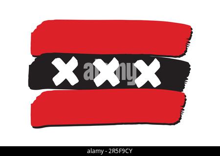 Amsterdamer Stadtflagge mit farbigen handgezeichneten Linien im Vektorformat Stock Vektor