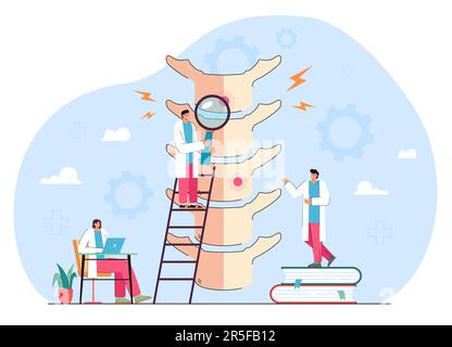 Winzige Chiropraktiker, die an chronischen Schmerzen leiden Stock Vektor