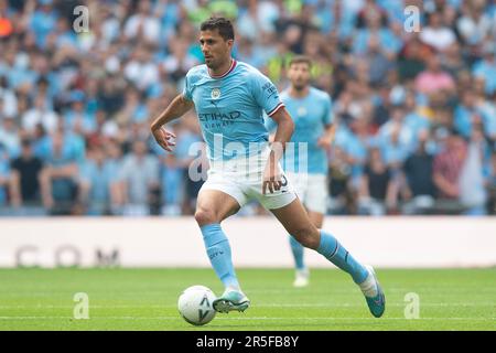 London, Großbritannien. 03. Juni 2023. Rodri aus Manchester City während des FA-Cup-Finalspiels zwischen Manchester City und Manchester United am 3. Juni 2023 im Wembley Stadium, London, England. Foto: Salvio Calabrese. Nur redaktionelle Verwendung, Lizenz für kommerzielle Verwendung erforderlich. Keine Verwendung bei Wetten, Spielen oder Veröffentlichungen von Clubs/Ligen/Spielern. Kredit: UK Sports Pics Ltd/Alamy Live News Stockfoto