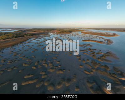 Sonnenuntergang auf Pinckney Island, einem kleinen Naturschutzgebiet in South Carolina. Stockfoto