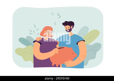 Ein Mann und seine Frau haben Sparschwein Stock Vektor