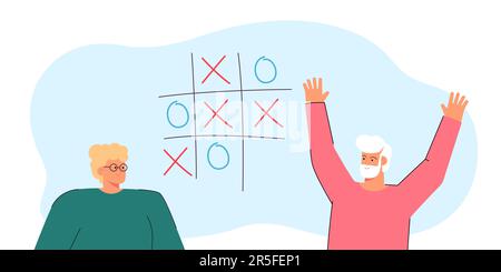 TIC tac Toe Game eines glücklichen älteren Ehepaars Stock Vektor