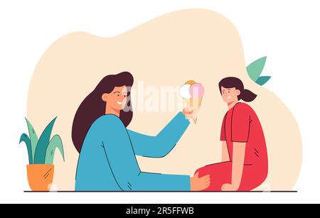 Mutter gibt der Tochter Eiscreme Stock Vektor