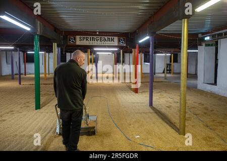 Springbank Destillery Floor Maltings, Campbeltown, Schottland, Vereinigtes Königreich Stockfoto