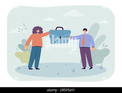 HR-Manager übergibt dem Geschäftsmann den Aktenkoffer Stock Vektor