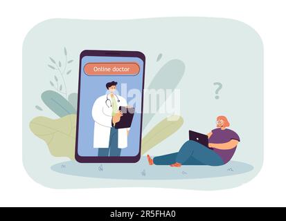 Patient auf der Suche nach Online-Beratung Stock Vektor