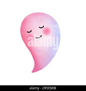 Aquarell rosa Baby Ghost Clipart. Halloween Baby Pink Ghost Illustration isoliert auf weißem Hintergrund. Halloween Ghost Dekoration, Party Einladung. Stockfoto