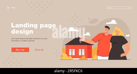 Ein junges Paar kauft ein neues Haus Stock Vektor