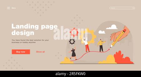 Glückliche Menschen, die aufsteigen, als Diagramm-Flachvektorgrafik Stock Vektor