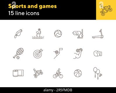 Symbolsatz für Sport- und Spiellinien Stock Vektor