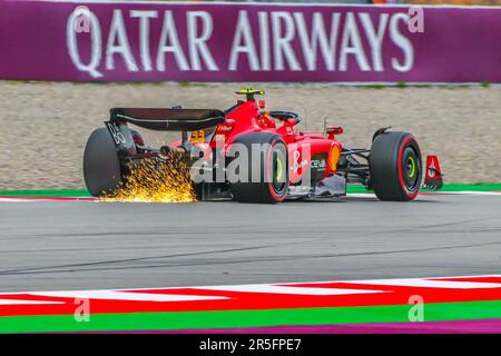 Barcelona, Spanien. 03. Juni 2023. CARLOS SAINZ (55) aus Spanien und Ferrari während der FORMEL-1-QUALIFIZIERUNG des spanischen Grand Prix F1 auf der Rennstrecke Circuit de Barcelona in Montmelo, Spanien am 03. Juni 2023 (Foto: Alvaro Sanchez) Kredit: CORDON PRESS/Alamy Live News Kredit: CORDON PRESS/Alamy Live News Stockfoto