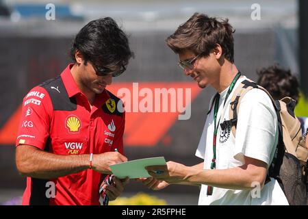 Barcelona, Spanien. 02. Juni 2022. Barcelona, Spanien, 2. Juni 2023; Carlos Sainz von Spanien und Scuderia Ferrari während der FIA-Weltmeisterschaft F1. Formel 1 Grand Prix von Spanien, Circuit de Catalunya in der Nähe von Montmelo - Bild mit gebührenpflichtiger Haftung - Foto: © Eric ALONSO/ATP Images (ALONSO Eric/ATP/SPP) Guthaben: SPP Sport Press Photo. Alamy Live News Stockfoto