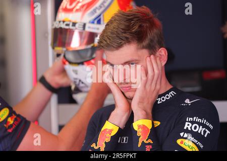 Barcelona, Spanien. 02. Juni 2022. Barcelona, Spanien, 2. Juni 2023; Max Verstappen aus den Niederlanden und Oracle Red Bull Racing während der FIA-Weltmeisterschaft F1. Formel 1 Grand Prix von Spanien, Circuit de Catalunya in der Nähe von Montmelo - Bild mit gebührenpflichtiger Haftung - Foto: © Eric ALONSO/ATP Images (ALONSO Eric/ATP/SPP) Guthaben: SPP Sport Press Photo. Alamy Live News Stockfoto