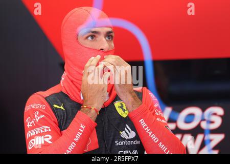 Barcelona, Spanien. 02. Juni 2022. Barcelona, Spanien, 2. Juni 2023; Carlos Sainz von Spanien und Scuderia Ferrari während der FIA-Weltmeisterschaft F1. Formel 1 Grand Prix von Spanien, Circuit de Catalunya in der Nähe von Montmelo - Bild mit gebührenpflichtiger Haftung - Foto: © Eric ALONSO/ATP Images (ALONSO Eric/ATP/SPP) Guthaben: SPP Sport Press Photo. Alamy Live News Stockfoto