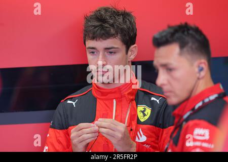 Barcelona, Spanien. 02. Juni 2022. Barcelona, Spanien, 2. Juni 2023; Charles Leclerc von Monaco und Scuderia Ferrari während der FIA-Weltmeisterschaft F1. Formel 1 Grand Prix von Spanien, Circuit de Catalunya in der Nähe von Montmelo - Bild mit gebührenpflichtiger Haftung - Foto: © Eric ALONSO/ATP Images (ALONSO Eric/ATP/SPP) Guthaben: SPP Sport Press Photo. Alamy Live News Stockfoto