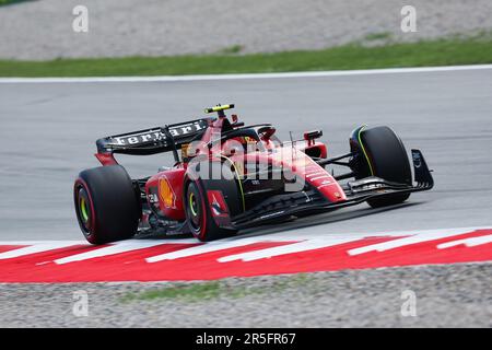 Barcelona, Spanien. 02. Juni 2022. Barcelona, Spanien, 2. Juni 2023; Carlos Sainz von Spanien fährt (55) den Ferrari SF-23 während der FIA-Weltmeisterschaft F1. Formel 1 Grand Prix von Spanien, Circuit de Catalunya in der Nähe von Montmelo - Bild mit gebührenpflichtiger Haftung - Foto: © Eric ALONSO/ATP Images (ALONSO Eric/ATP/SPP) Guthaben: SPP Sport Press Photo. Alamy Live News Stockfoto