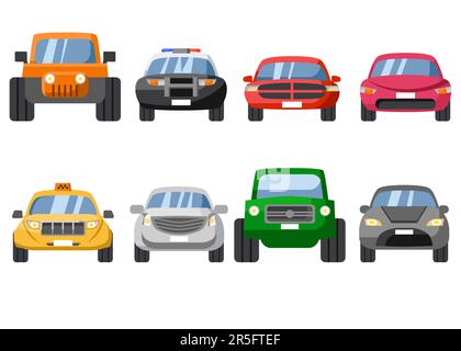 Cartoon-Vektorbildungs-Set mit Frontansicht Stock Vektor