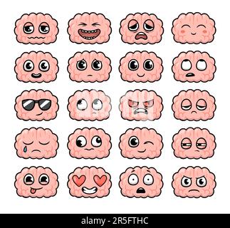 Süße Brain-Cartoon-Figuren Stock Vektor