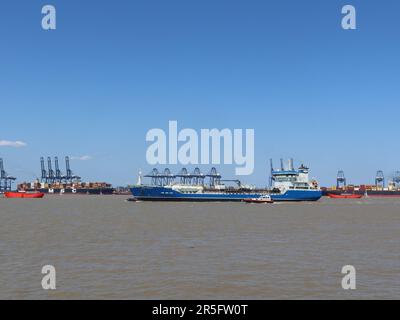 Harwich, Essex - 3. Juni 2023: Das Kattegat-Öl- und Chemikalientankschiff im Hafen von Harwich. Stockfoto