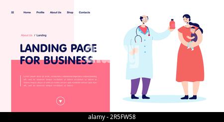 Kinderarzt, der Mutter Medizin für das Kind gibt Stock Vektor