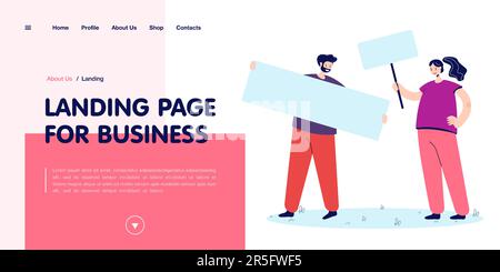 Ein Paar protestiert mit Banner und Plakat Stock Vektor