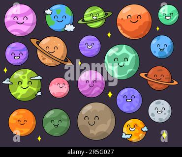 Süße Zeichentrickfiguren-Zeichentrickset Stock Vektor