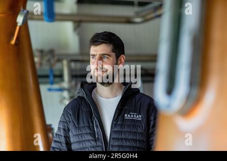 Norman Gillies Raasay Destillery Manager auf der hebridischen Insel Raasay, Schottland Stockfoto