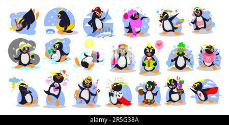 Süße kleine Pinguin-Zeichentrickfilme Stock Vektor