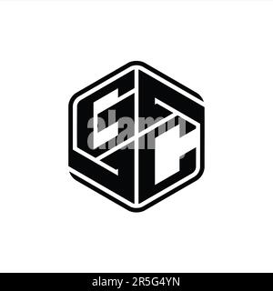 GC Letter Logo Monogramm sechseckig mit Verzierung abstrakte, isolierte Designvorlage Stockfoto