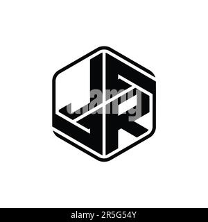 JR Letter Logo Monogramm sechseckig mit Verzierung abstrakte, isolierte Designvorlage Stockfoto