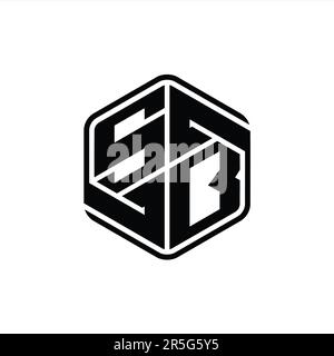 SB Letter Logo Monogramm sechseckig mit Verzierung abstrakte, isolierte Designvorlage Stockfoto