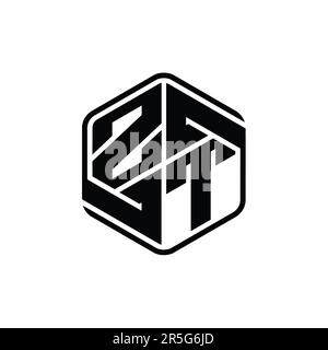 Zt Letter Logo Monogramm sechseckig mit Ziergegenstand abstrakte, isolierte Designvorlage Stockfoto