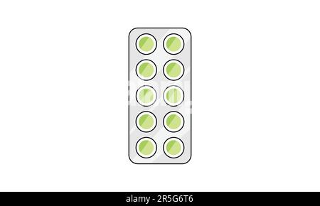Tabletten isoliert auf weiß Stock Vektor