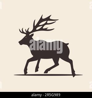 Süßes Reh isoliert. Wunderschöne Silhouette eines Hirsches. Rehe im flachen Stil. Vektordarstellung Stock Vektor