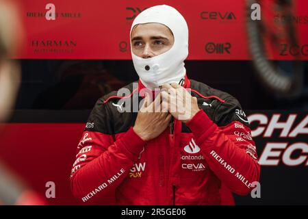 LECLERC Charles (mco), Scuderia Ferrari SF-23, Porträt während der Formel 1 AWS Gran Premio de Espana 2023, 7. Runde der Formel-1-Weltmeisterschaft 2023 vom 2. Bis 4. Juni 2023 auf dem Circuit de Barcelona-Catalunya in Montmelo, Spanien - Foto: Dppi/DPPI/LiveMedia Stockfoto