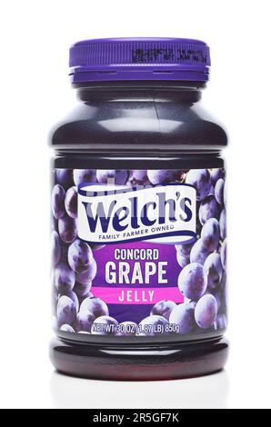 IRIVNE, KALIFORNIEN - 02. Juni 20223: Ein Glas Welchs Concord Grape Jelly. Stockfoto