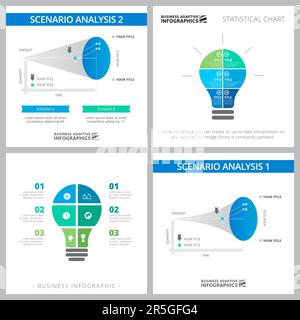 Satz von Präsentationsfolien mit Infografiken für Unternehmen Stock Vektor