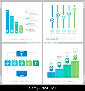 Satz von Präsentationsfolien mit Infografiken für Unternehmen Stock Vektor