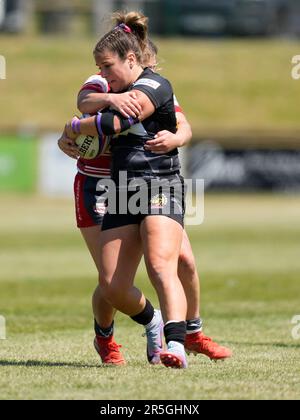 Gloucester, UK, 03. Juni 2023 Gabby Cantor (Exeter) in Aktion während der Gloucester-Hartpury gegen Exeter Chiefs Allianz 15 in der Alpas Arena Gloucester, Großbritannien am 03 2023. Juni Graham Glendinning / Graham Glendinning / Alamy Live News Endstand: 19 - 58 Kredit: Graham Glendinning / GlennSports/Alamy Live News Stockfoto